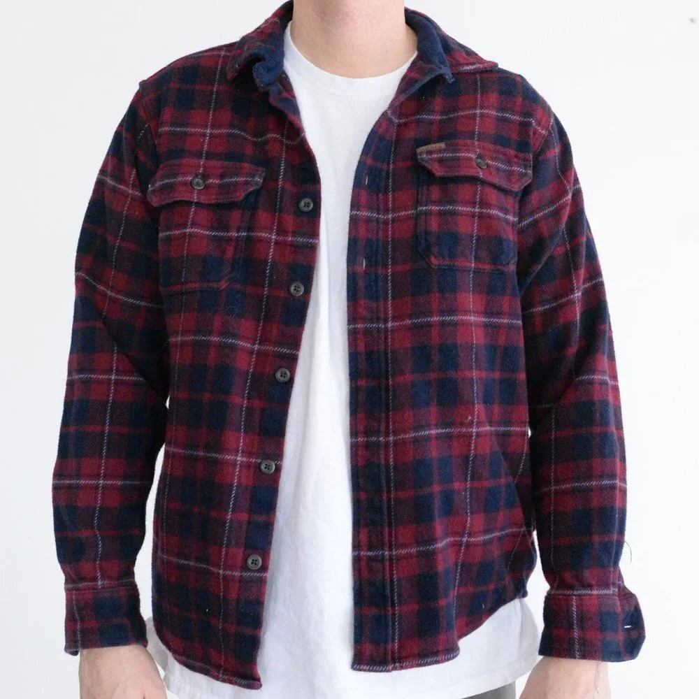 Orvis Red & Navy Checker Thick Cotton w/ Hidden Side Pockets Shacket Medium